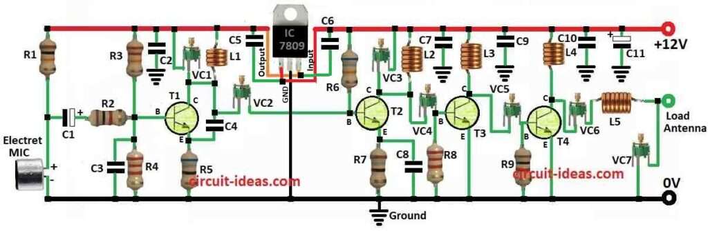 Long Range FM Transmitter Circuit Diagram (2km)