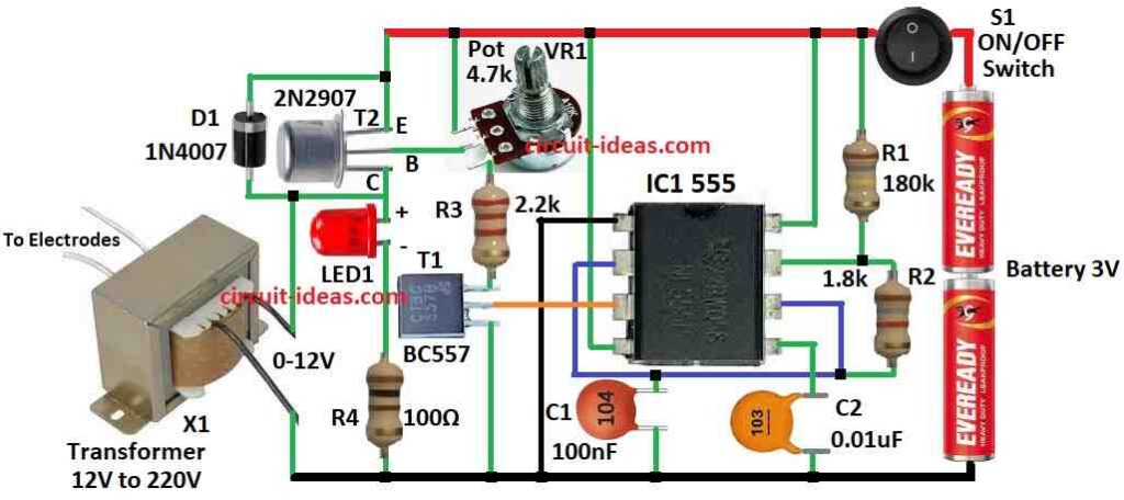 Simple Electronic Muscle Stimulation Circuit Diagram