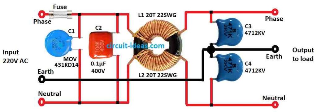 Simple Power Strip Surge Protector Circuit Diagram