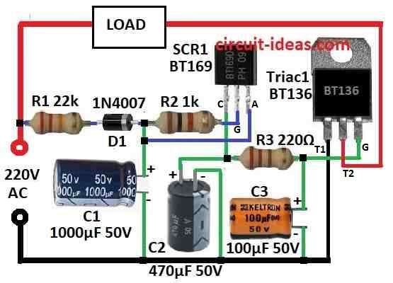 Simple 220V Time Delay Switch Circuit Diagram with Triac