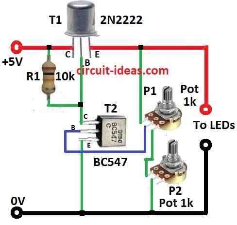 Simple Adjustable LED Dimmer Circuit Diagram