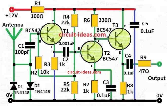 Simple Car Antenna Amplifier Circuit Diagram