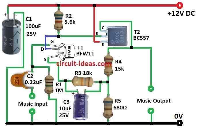 Simple FET Preamplifier Circuit Diagram