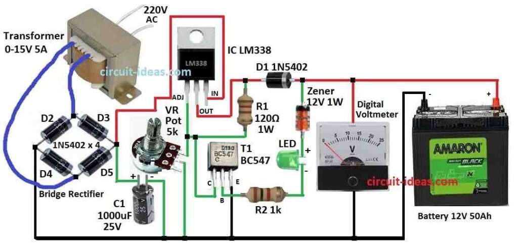 Simple Fast Charger Circuit Diagram with Auto Cut Off
