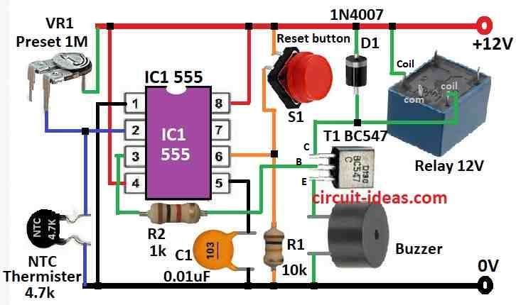 Simple Heatsink Temperature Protection Circuit Diagram