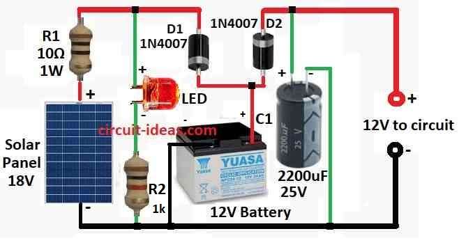 Circuit Diagram Working of Animal Scarer Solar Power Supply: