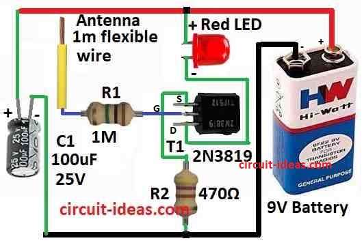 Simple Static Electricity Detector Circuit Diagram