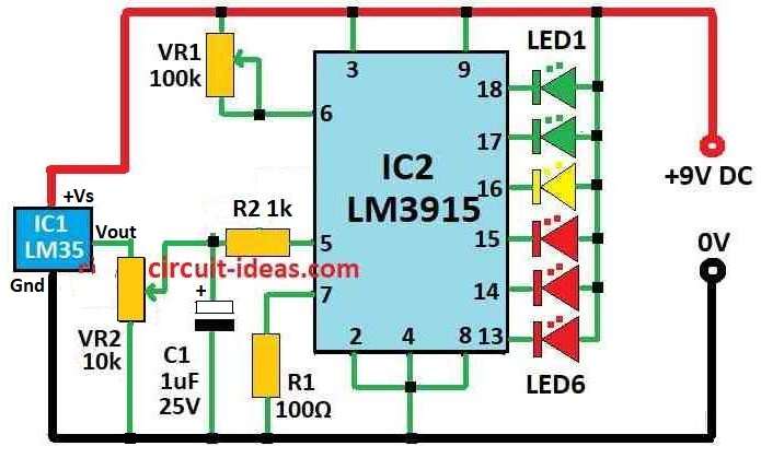 Simple Temperature Meter Circuit Diagram