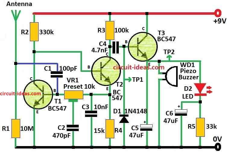 Simple Thunder Lightning Detector Circuit Diagram