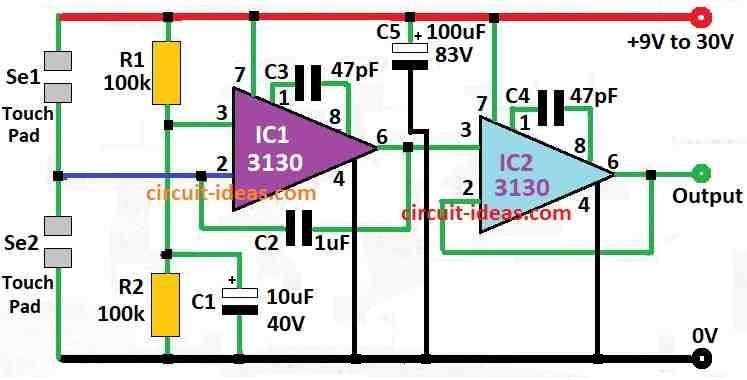 Simple Touch Controlled Potentiometer Circuit Diagram