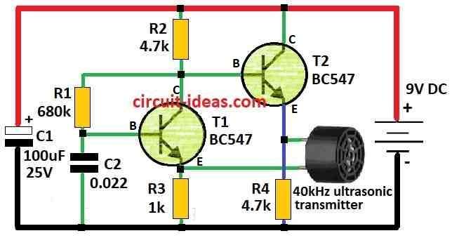 Simple Ultrasonic Transmitter Circuit Diagram