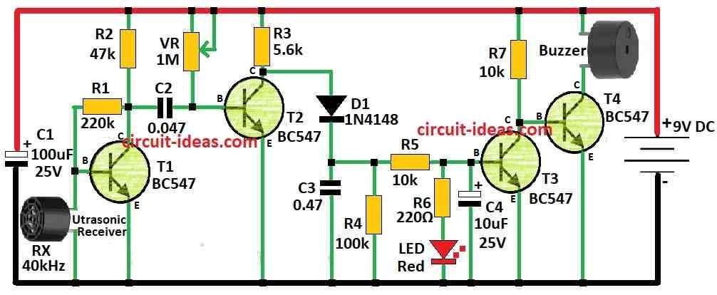 Simple Ultrasonic Receiver Circuit Diagram