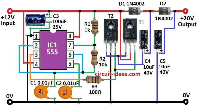 Simple DC Voltage Doubler Circuit Diagram