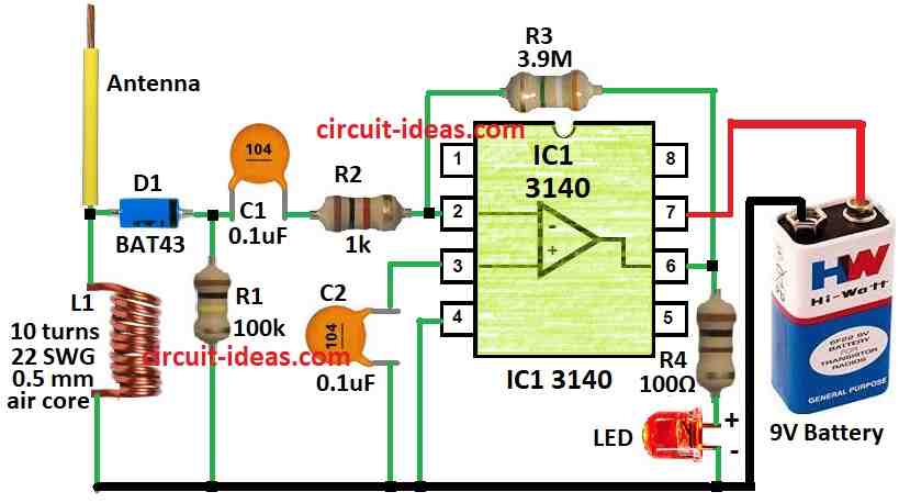 Simple Wireless RF Network Cable Tester Circuit Diagram