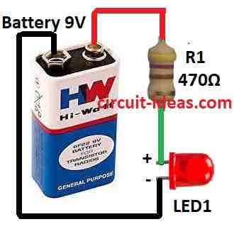 How to connect LED with a Battery Circuit Diagram