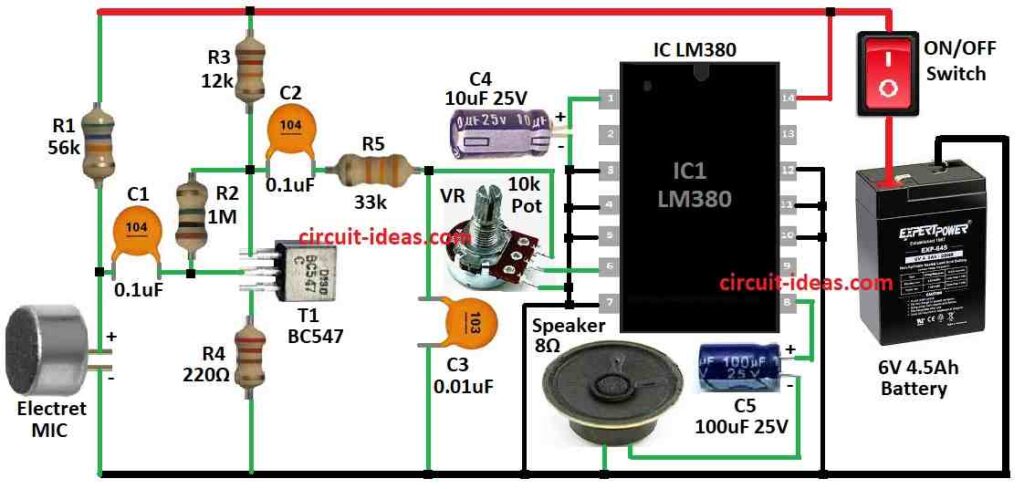 Simple Public Address Amplifier Circuit Diagram