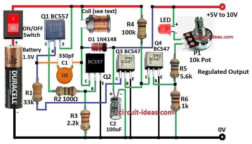 1.5V To 10V Boost Converter Circuit Diagram