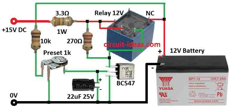 Simplest Automatic Battery Charger Circuit Diagram  using One Transistor 