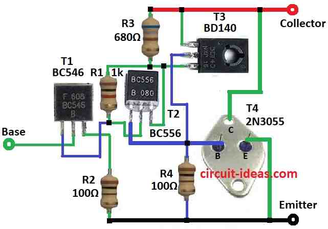 Transistor 2N3055 Circuit Diagram with 1.5 Million High Gain 