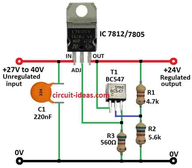 How to Increase Voltage Output of 7812,7805 ICs - Circuit Ideas for You