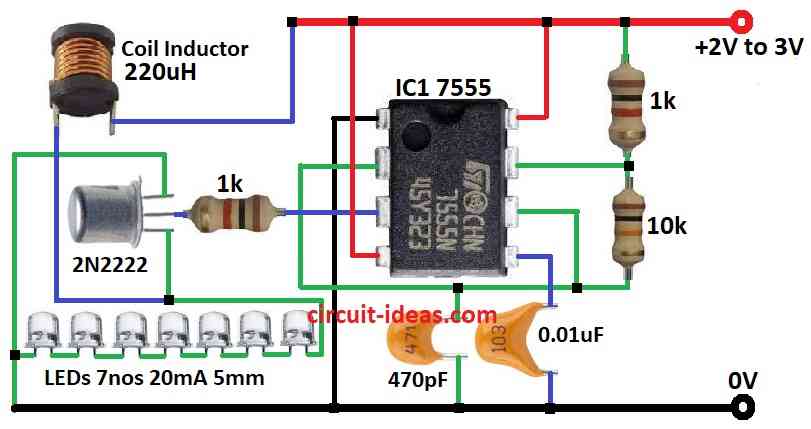 Simple LED Driver Circuit Diagram using IC 555 