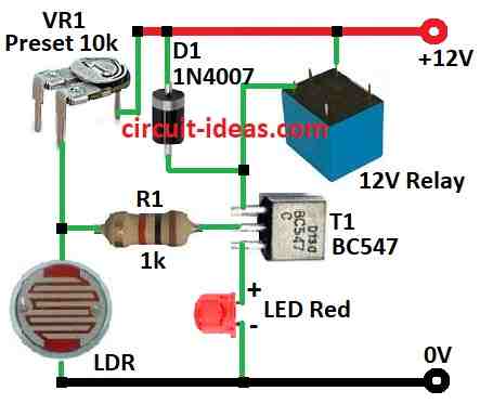 Simple Light Operated Relay Circuit Diagram