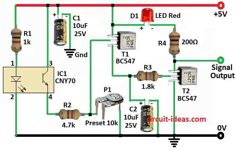 Simple Line Following Robot Sensor Circuit Diagram