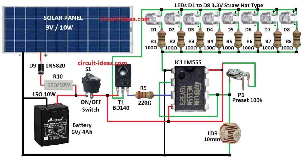 Simple Outdoor Garden Solar Lights Circuit Diagram