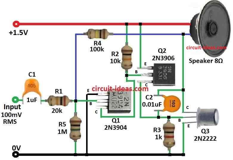 1.5V Audio Amplifier Circuit Diagram