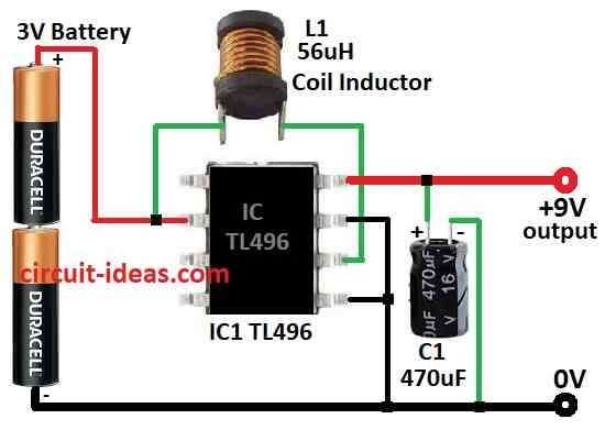 Simple 3V to 9V DC Boost Converter Circuit Diagram