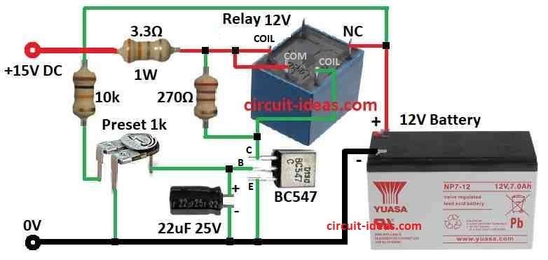 Simple Automatic Battery Charger Circuit Diagram using One Transistor 