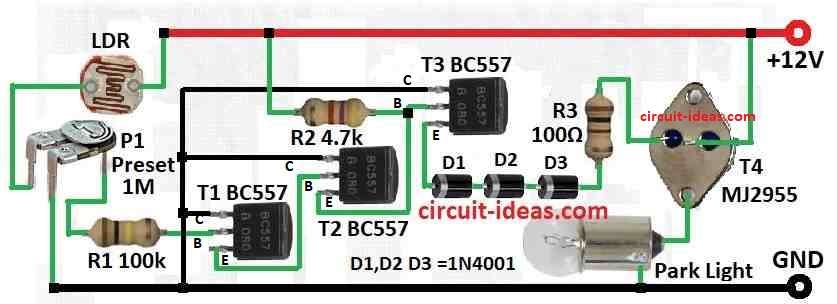 Simple Automatic Parking Light Switch Circuit Diagram