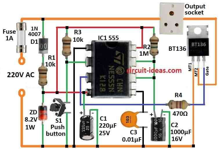 Automatic Power Delay OFF Circuit Diagram