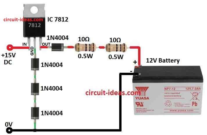 Simple Circuit Diagram to keep a Battery Topped Up