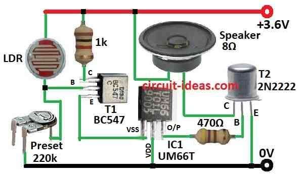 Simple Light Activated Alarm Circuit Diagram