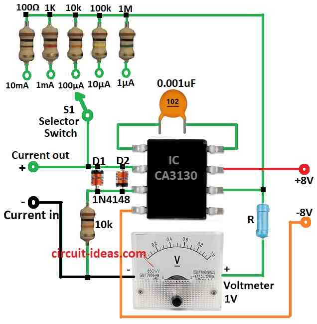 Simple Micro Ampere Meter Circuit Diagram