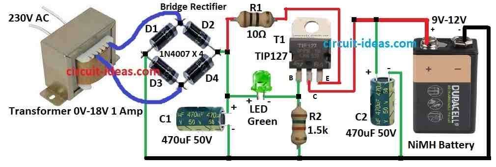 Simple NiMH Battery Charger Circuit Diagram