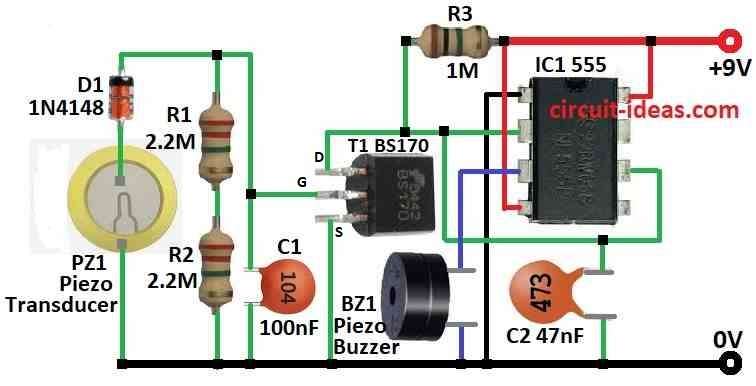 Simple Pressure Sensor Alarm Circuit Diagram