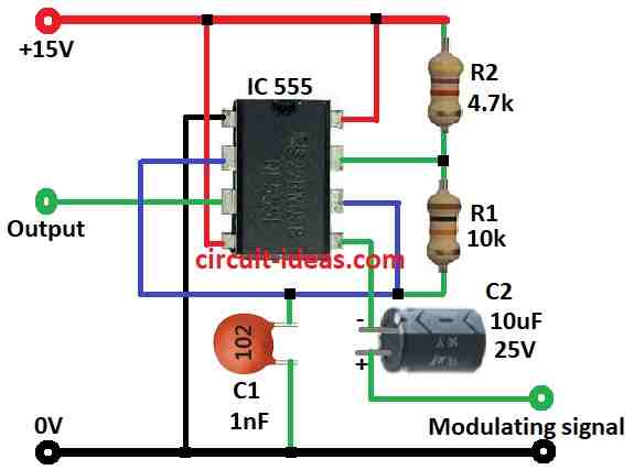 Simple Pulse Position Modulation Circuit Diagram using IC 555