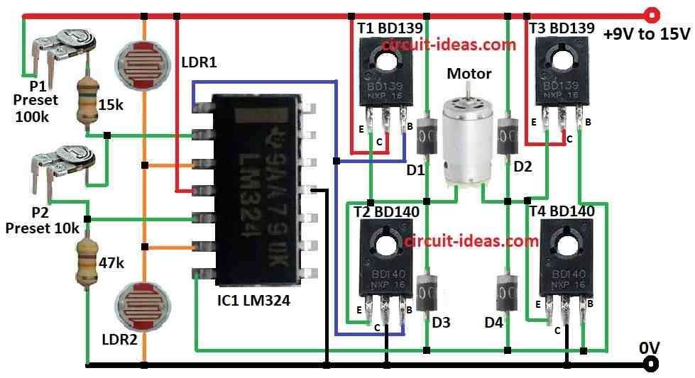 Simple Solar Tracker Circuit Diagram