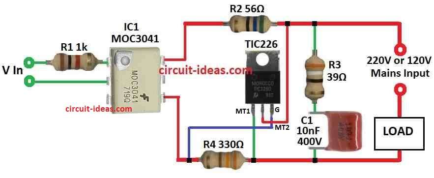 Simple Solid State Relay (SSR) Circuit Diagram