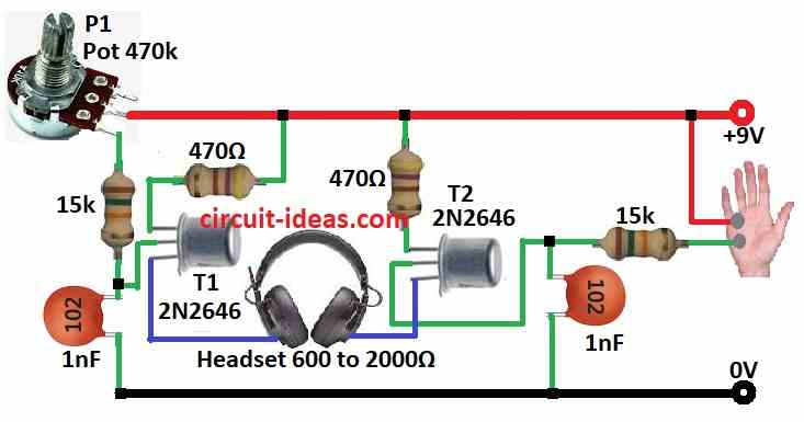 Simple Skin Biofeedback Circuit Diagram