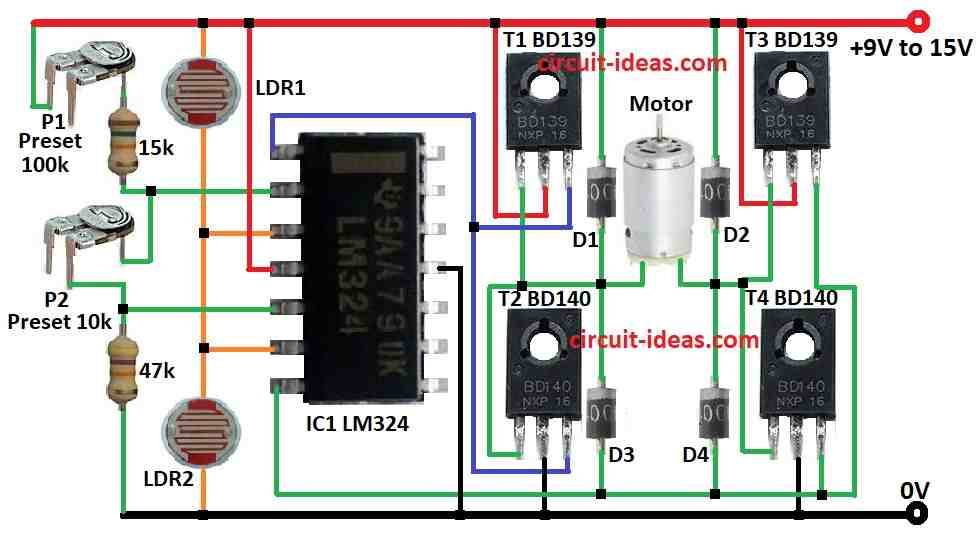 Simple Solar Tracker Circuit Diagram