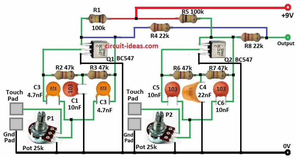 Simple Electronic Drums Simulator Circuit Diagram