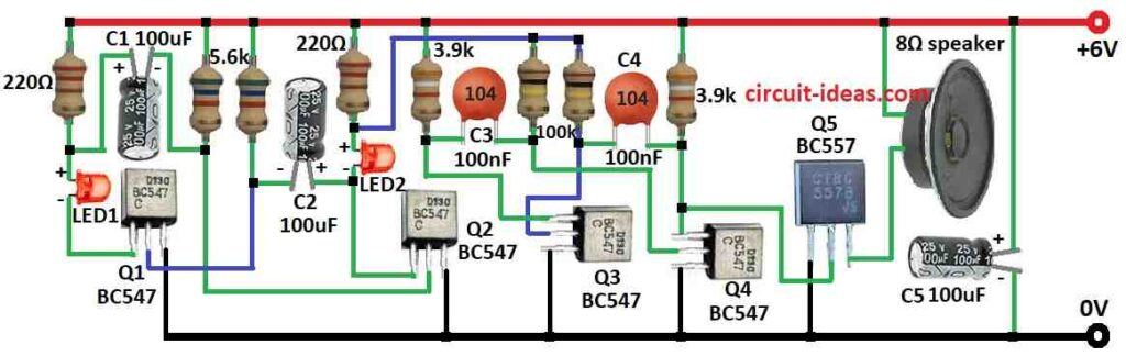 Simple "Hee Haw" Siren Circuit Diagram