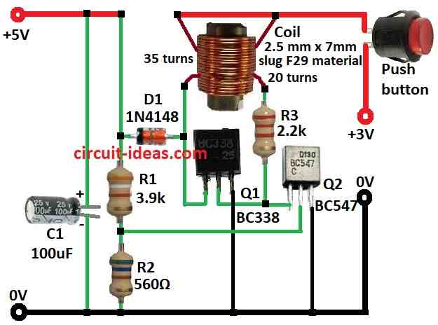 Simple Boost Converter Circuit Diagram from 3V to 5V 