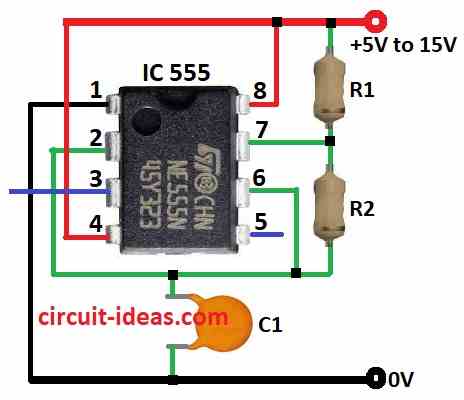 Astable IC 555 using graph Diagram