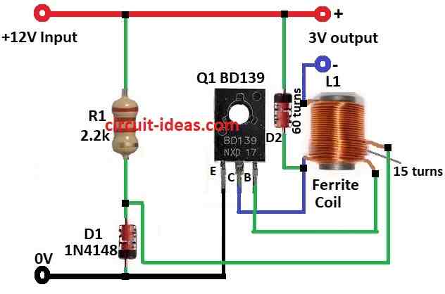 Buck Converter Circuit Diagram for Converting 12V to 3V