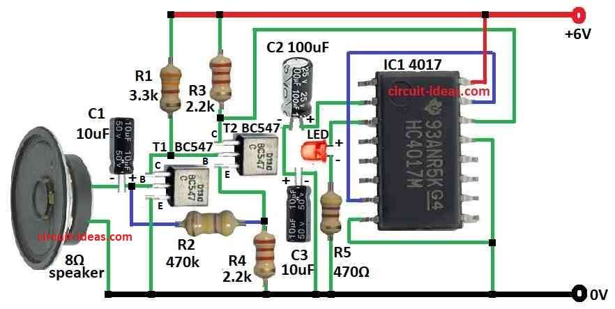 Clap Switch Circuit Diagram using Speaker as a Microphone