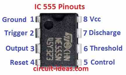 IC 555 Pinouts Diagram